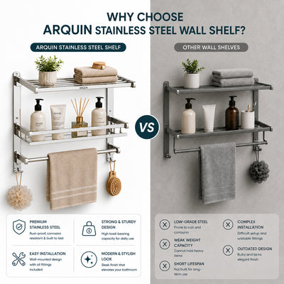 3 Layer Bathroom Folding Shelf Stainless Steel Chrome Finish - 16 Inch (B13)