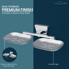 ARQUIN Heavy Grade Twin Soap Dish Holder for Bathroom