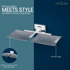 ARQUIN Heavy Grade Twin Soap Dish Holder for Bathroom