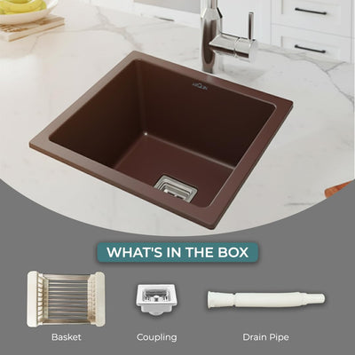 18x16x9 Inch Brown Quartz Single Bowl Kitchen Sink