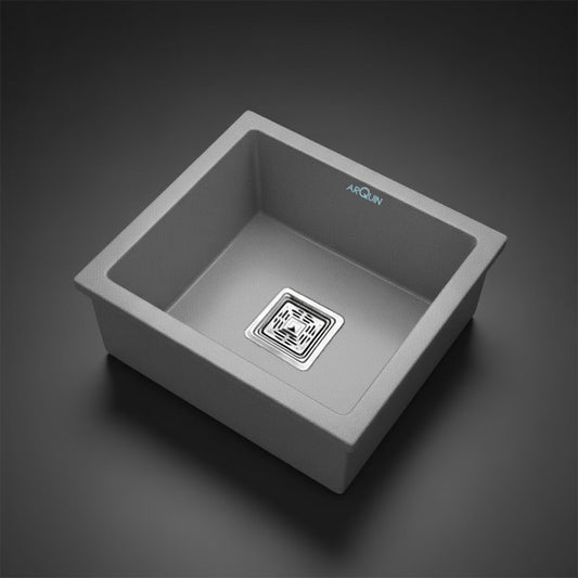 Quartz Single Bowl Kitchen Sink 18x16x9 Inch Grey