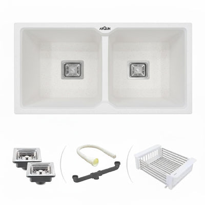 37x18x9 Inch Rosa Quartz Double Bowl Kitchen Sink