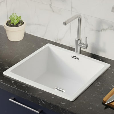 18x16x9 Inch White Quartz Single Bowl Kitchen Sink