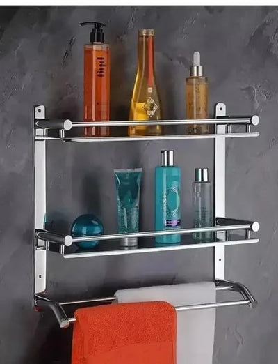 3 Layer Bathroom Shelf 5x15x16 Inch Stainless Steel