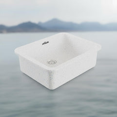 Quartz Single Bowl Round Kitchen Sink (24 x 18 x 9 Inches) | Sand Pluto