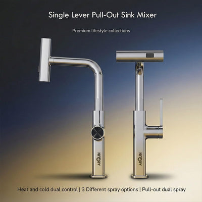 Waterfall Pull Down Kitchen Sink Faucet | (Magical Pullout Multiflow Faucet Black)