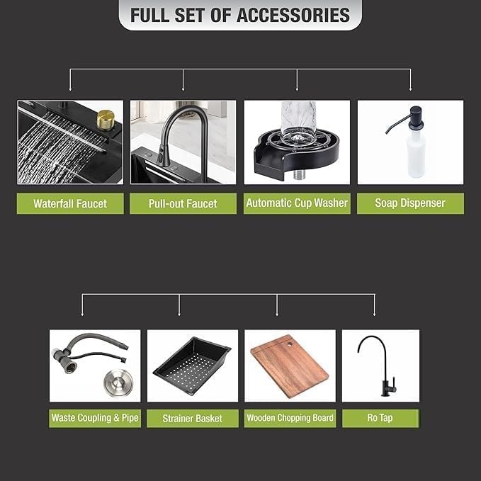 Waterfall Smart Kitchen Sink (24x18x9 Inch)