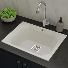 Quartz Single Bowl Diamond Kitchen Sink (24 x 18 x 9 Inches) Grey