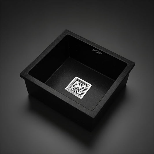 Quartz Single Bowl Kitchen Sink 18x16x9 Inch | Black