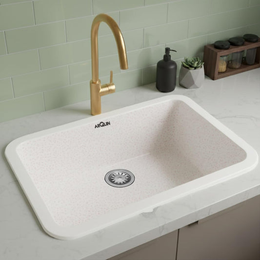 Quartz Single Bowl Round Kitchen Sink (24 x 18 x 9 Inches) | Rosa