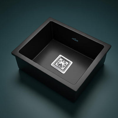 21x18x9 Inch Black Quartz Single Bowl Kitchen Sink