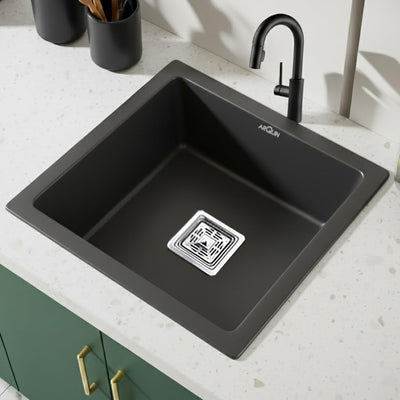 18x16x9 Inch Black Quartz Single Bowl Kitchen Sink