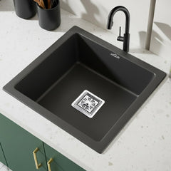 Quartz Single Bowl Kitchen Sink 18x16x9 Inch | Black
