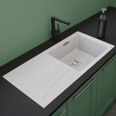 36x18x9 Inch Rosa Quartz Single Bowl With Drain Board Kitchen Sink