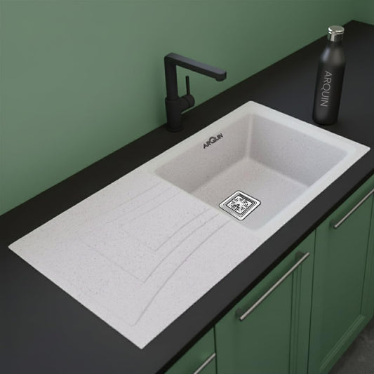 Quartz Kitchen Sink 36x x18x9 Inches Rosa Single Bowl With Drain Board