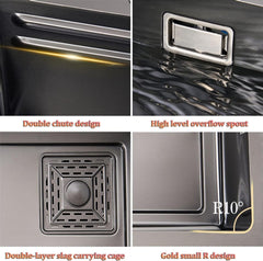 Waterfall Smart Kitchen Sink (37 x 18 x 9 Inches) | 304 Stainless Steel Sink