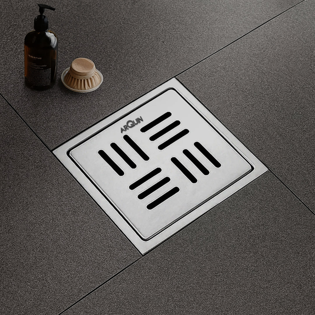 Sliver-Matt  Square Floor Drainer with Cockroach Trap (6X6 Inches)