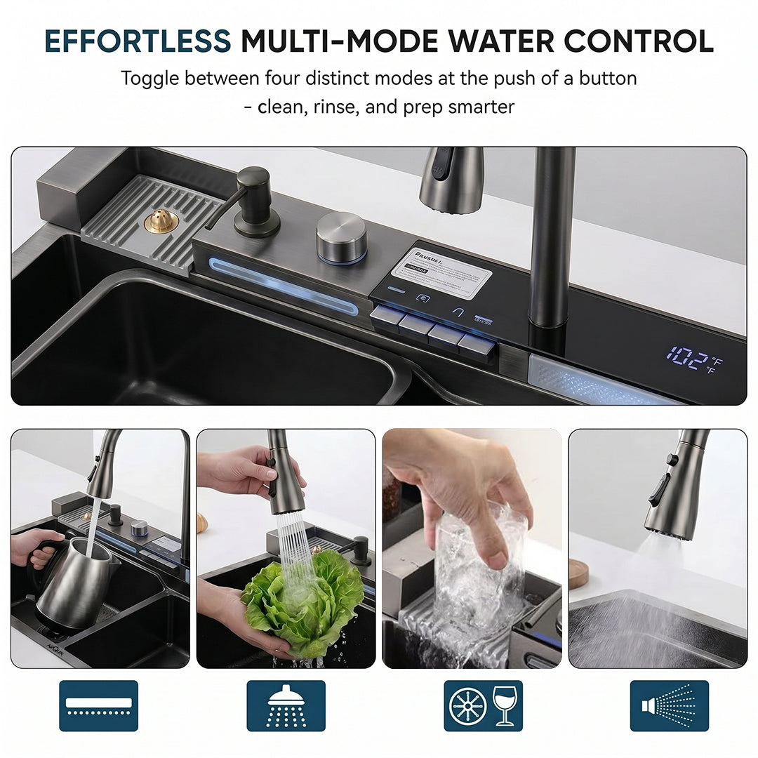 Piano Smart Kitchen Sink (30x18x9 Inch)
