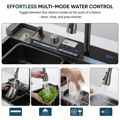 Piano Smart Kitchen Sink (30x18x9 Inch)