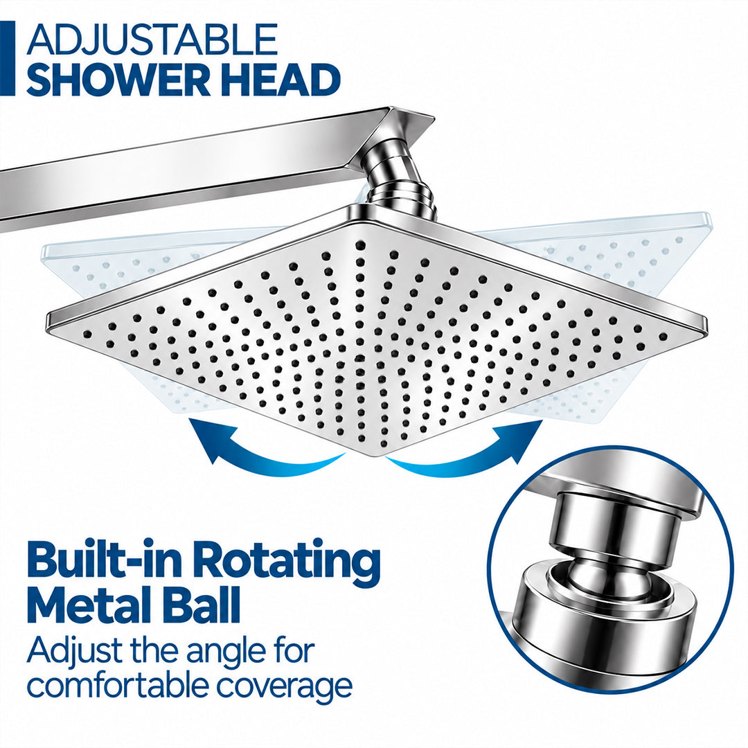 Rain Shower Head without Arm 304 Stainless Steel Overhead Shower 6x6 Inch (SOFT)