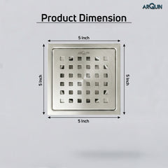 Square Floor Drainer 304 SS Grade Without Cockroach Trap (5X5 Inch)