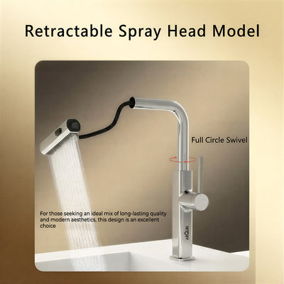 Waterfall Pull Down Kitchen Sink Faucet |360° Swivel (Magical Pullout Multiflow Faucet Silver)