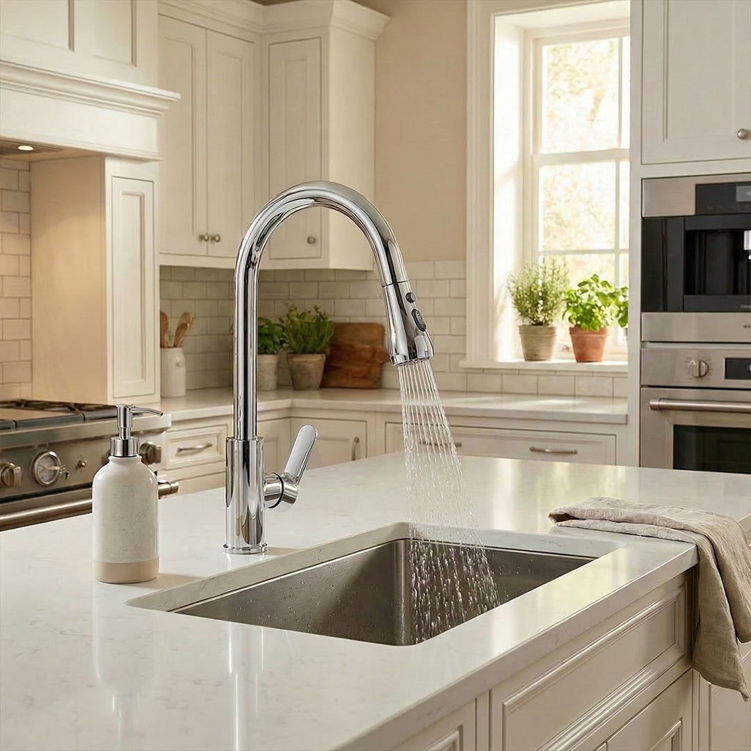 Waterfall Pull Down Kitchen Sink Faucet Mixer Tap |  (Waterfall Pullout Sink Mixer Silver)