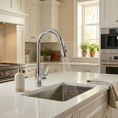 Waterfall Pull Down Kitchen Sink Faucet Mixer Tap |  (Waterfall Pullout Sink Mixer Silver)