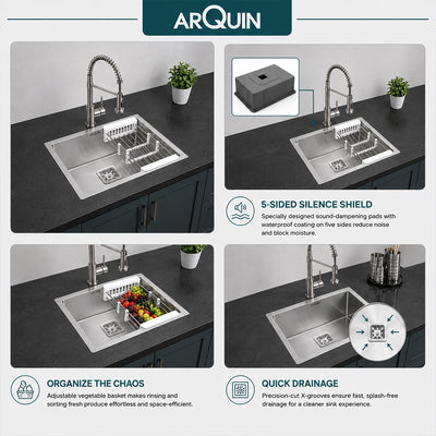 21x18x10 Inch Handmade Single Bowl Kitchen Sink Heavy Grade Stainless Steel