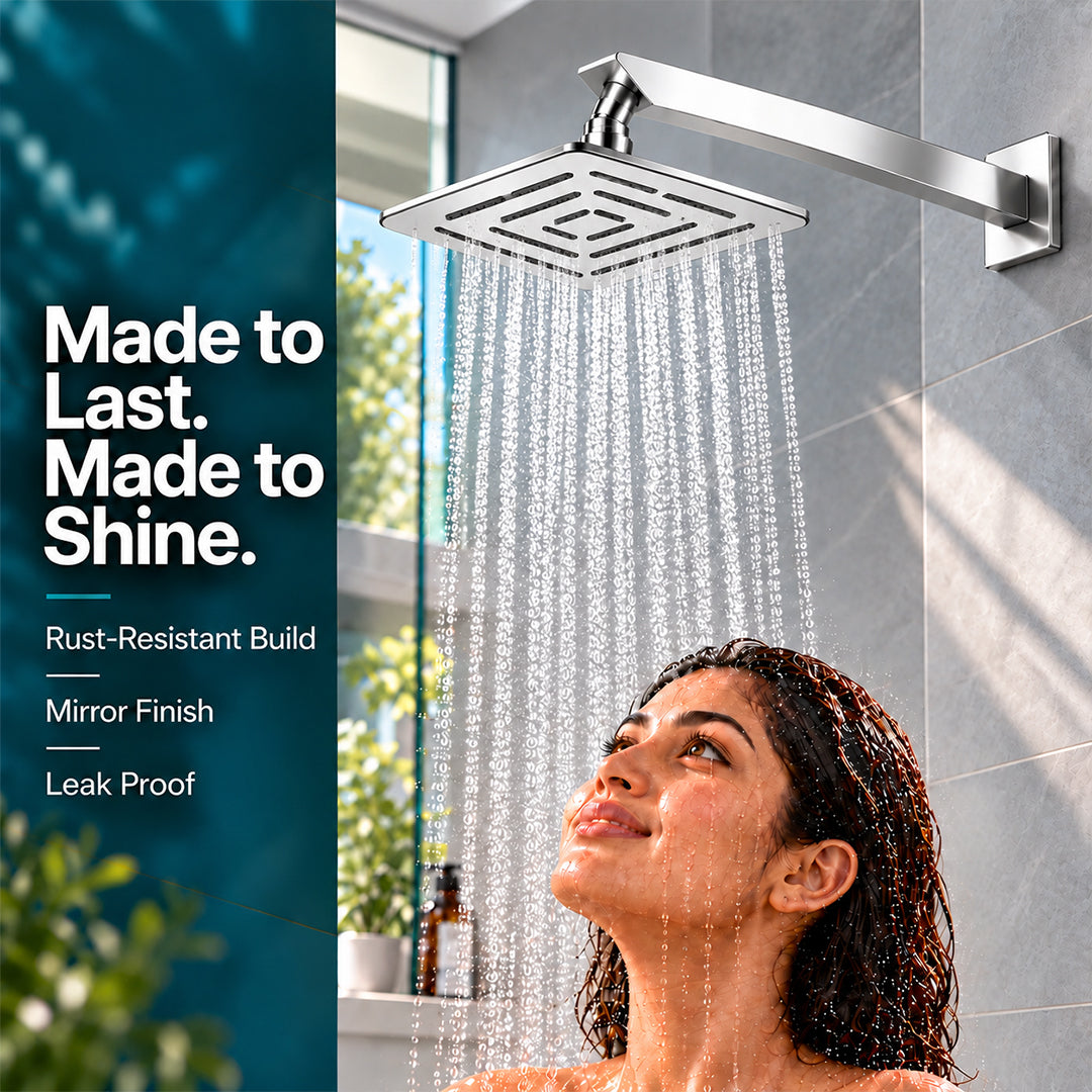 Rain Shower Head without Arm 304 Stainless Steel Overhead Shower 8x8 Inch (MAZE)
