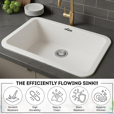24x18x9 Inch Rosa Quartz Single Bowl Round Kitchen Sink