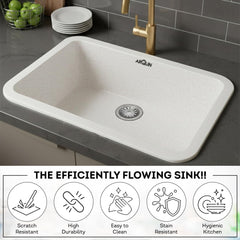 Quartz Single Bowl Round Kitchen Sink (24 x 18 x 9 Inches) | Rosa
