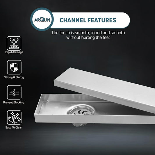 Tile Insert Shower Drainer Channel 30x4 Inch | Bathroom Drainer (1mm Thickness)