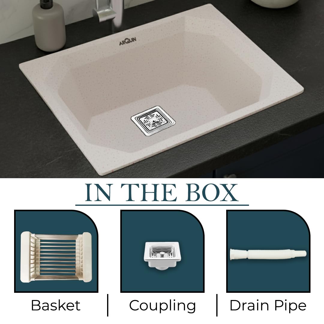 24x18x9 Inch Rosa Quartz Single Bowl Diamond Kitchen Sink
