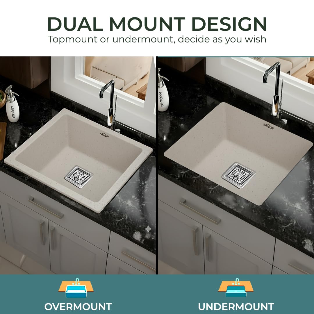 18x16x9 Inch Rosa Quartz  Single Bowl Kitchen Sink