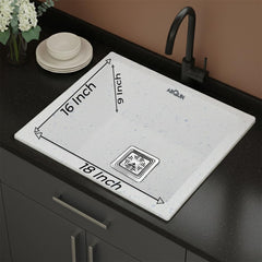 Quartz Single Bowl Kitchen Sink 18x16x9 Inch | Sand Pluto