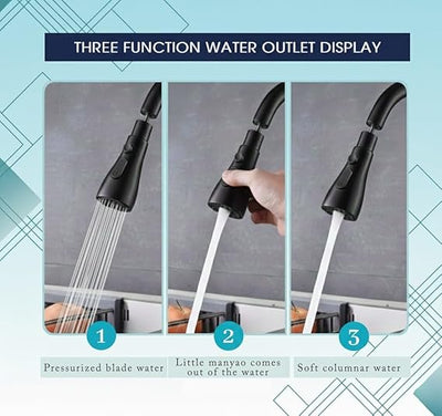 Black Stainless Steel Pull Down Kitchen Faucet with Rotating Knob
