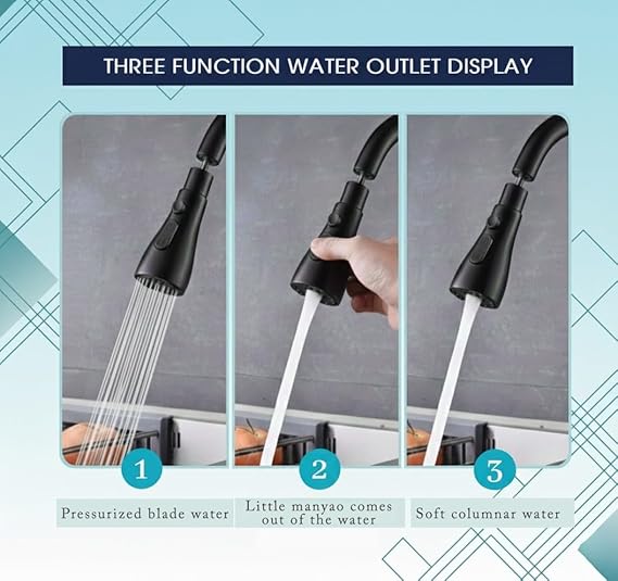 Black Stainless Steel Pull Down Kitchen Faucet with Rotating Knob