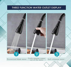 Black Stainless Steel Pull Down Kitchen Faucet with Rotating Knob