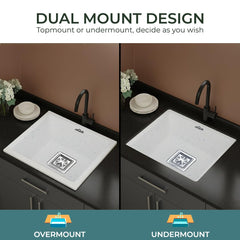 Quartz Single Bowl Kitchen Sink 18x16x9 Inch | Sand Pluto