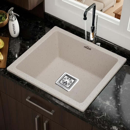 Quartz Single Bowl Kitchen Sink 18x16x9 Inch | Rosa