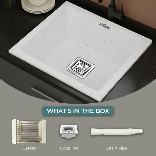 Quartz Single Bowl Kitchen Sink 18x16x9 Inch | Sand Pluto