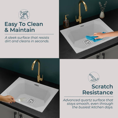 24x18x9 Inch Sand Pluto Quartz Single Bowl Diamond Kitchen Sink