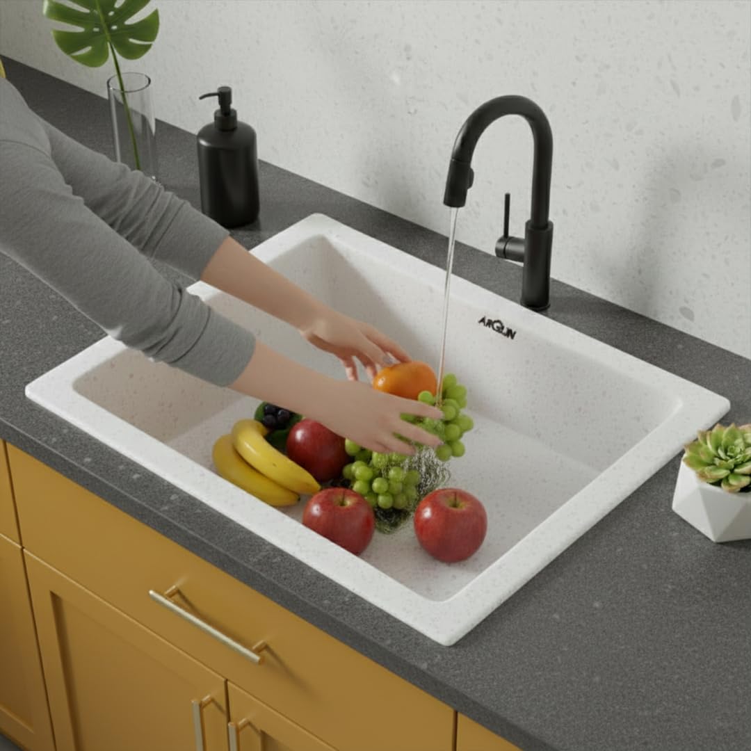 21x18x9 Inch Rosa Quartz Single Bowl Kitchen Sink