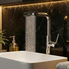 Waterfall Pull Down Kitchen Sink Faucet | (Magical Pullout Multiflow Faucet Black)