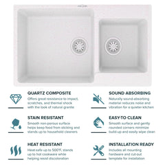 Quartz Kitchen Sink Double Bowl 34X20X9 Inch | Rosa