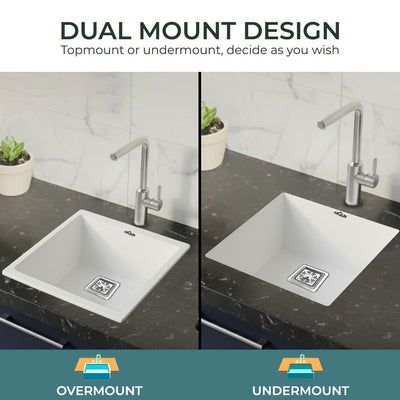 18x16x9 Inch White Quartz Single Bowl Kitchen Sink
