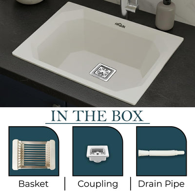 24x18x9 Inch Grey Quartz Single Bowl Diamond Kitchen Sink