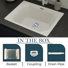 Quartz Single Bowl Diamond Kitchen Sink (24 x 18 x 9 Inches) Grey