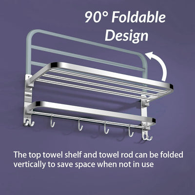 Bathroom Dual Foldable Shelf (Chrome Finish-24 Inch) Stainless Steel